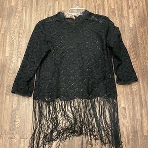 Zara fringe lace top with 3/4 sleeves .SZ S